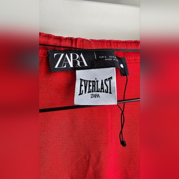 ZARA EVERLAST Satin RED BLACK ROBE SPORT Relax Size L - Picture 6 of 11